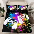thumbnail image 2 of Homewish Abstract Gamer Full Size Sheets 4-Piece for Teens Boys Girls,Video Game Breathable Bed Sheets,Colorful Graffiti Splash Lightweight Sheet Sets,Breathable Home Decor, 2 of 7