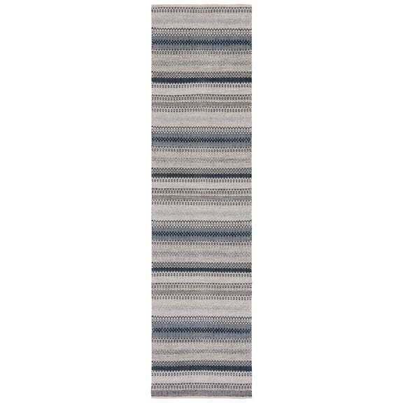 SAFAVIEH Kilim Leon Striped Cotton Runner Rug, Grey/Black, 2'3" x 9'
