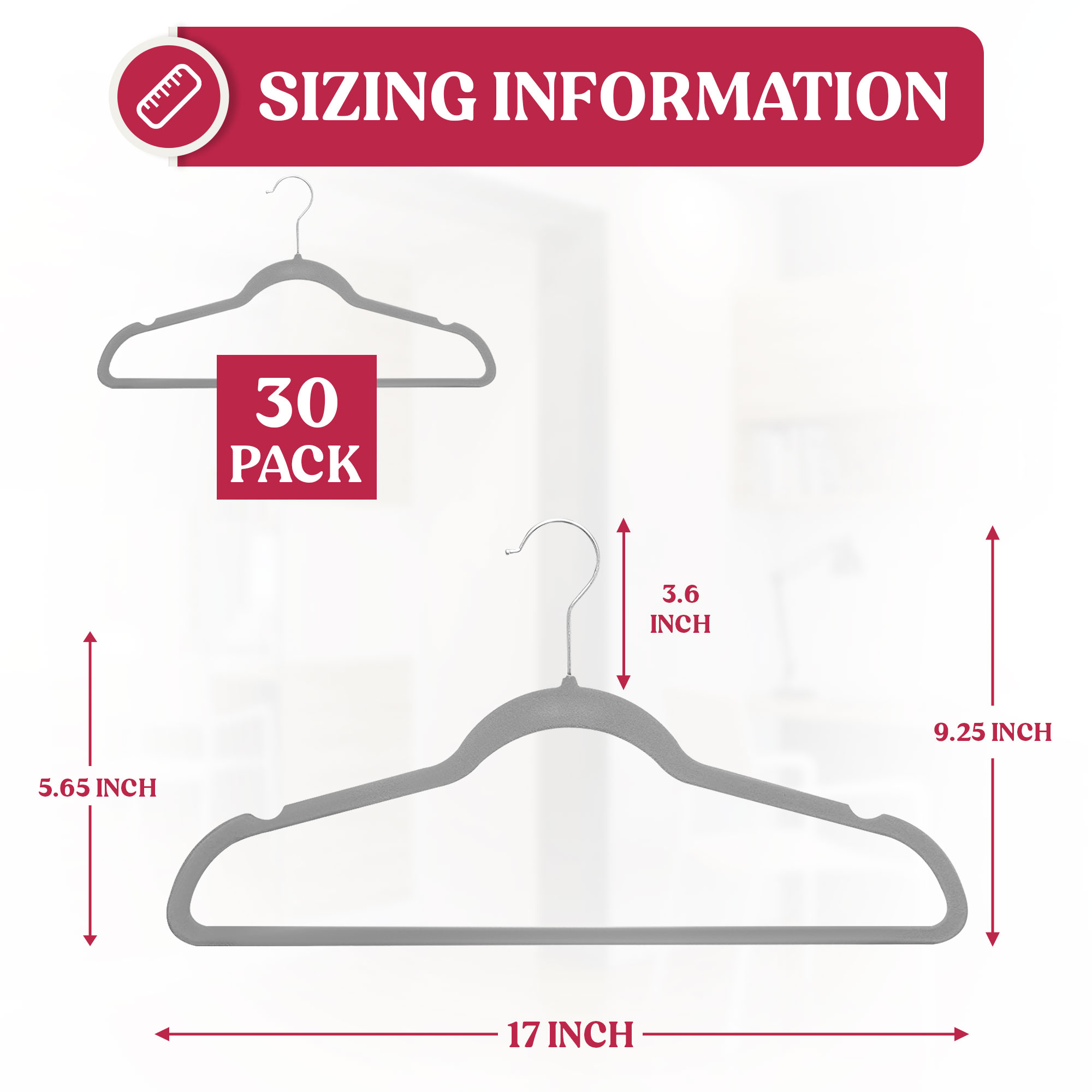 Lux Decor Collection Velvet Hangers 30-Pack Gray photo 8