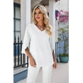 thumbnail image 4 of Women Blouses Dressy Casual 1/2 Sleeve Tops Business Work Chiffon Office V Neck Shirts White M, 4 of 9