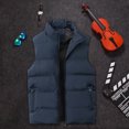 thumbnail image 4 of comerut Winter Waistcoat Padded Sleeveless Solid Color Cardigan Zipper Keep Warm Thicken Plus Size Winter Cotton Waistcoat for Daily Wear, 4 of 8