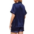 thumbnail image 3 of Satin Pajamas for Women, PUTUO Womens Pajama sets, Soft Short Sleeve Button Down Pajama Set Two-Piece Womens Pajamas, 3 of 6