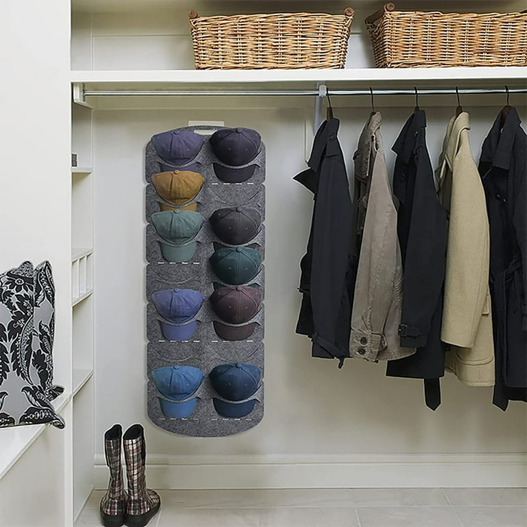 Baseball Cap Felt Hat Rack Organizer with 14 Pockets Hat Display Keep Hat Shape