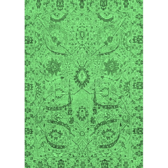 Ahgly Company Indoor Rectangle Abstract Emerald Green Modern Area Rugs, 7' x 9'