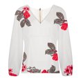 thumbnail image 4 of Blouse à Manches Longues Fines pour Femmes, Imprimé Floral, Col en V, pour Femmes, 4 of 5