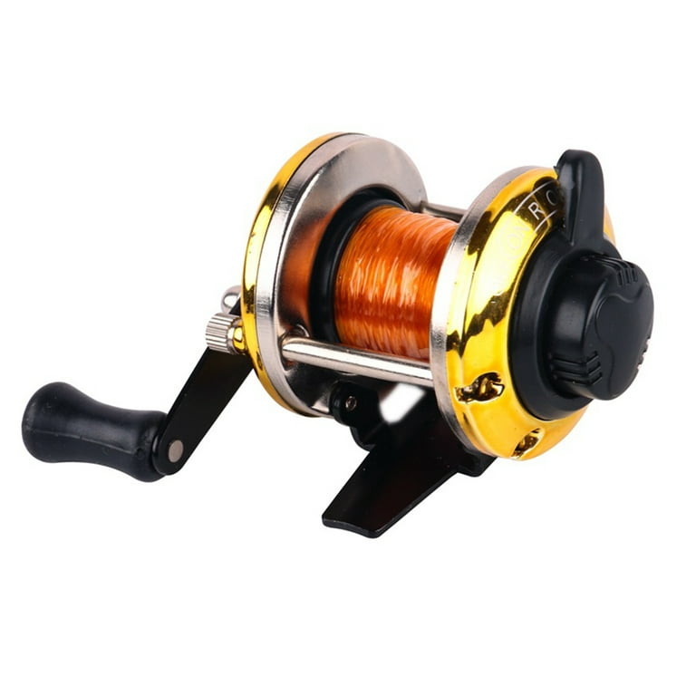 Winter Mini Trolling Ice Fishing Reel Spinning Wheel Fish Tackle Tool with Line - Metal Spool for Freshwater and All Season Fishing, Size: 9, Black