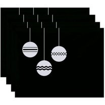 Simply Daisy 18" x 14" Geo-Bulbs Holiday Print Placemats, Set of 4