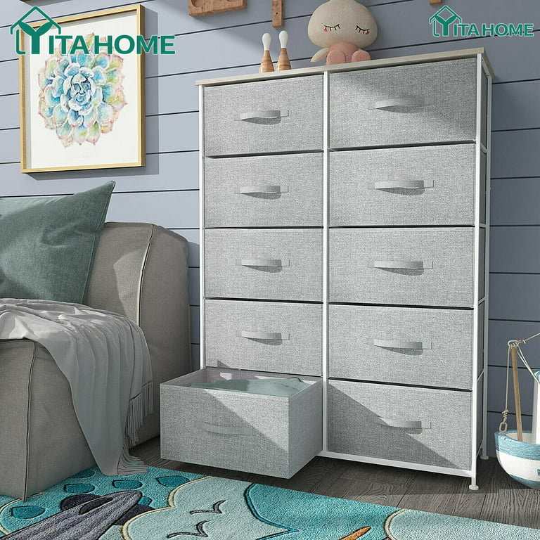 REAHOME 10 Drawer Steel Frame Bedroom Storage Organizer Dresser, Light  Grey, 1 Piece - Harris Teeter