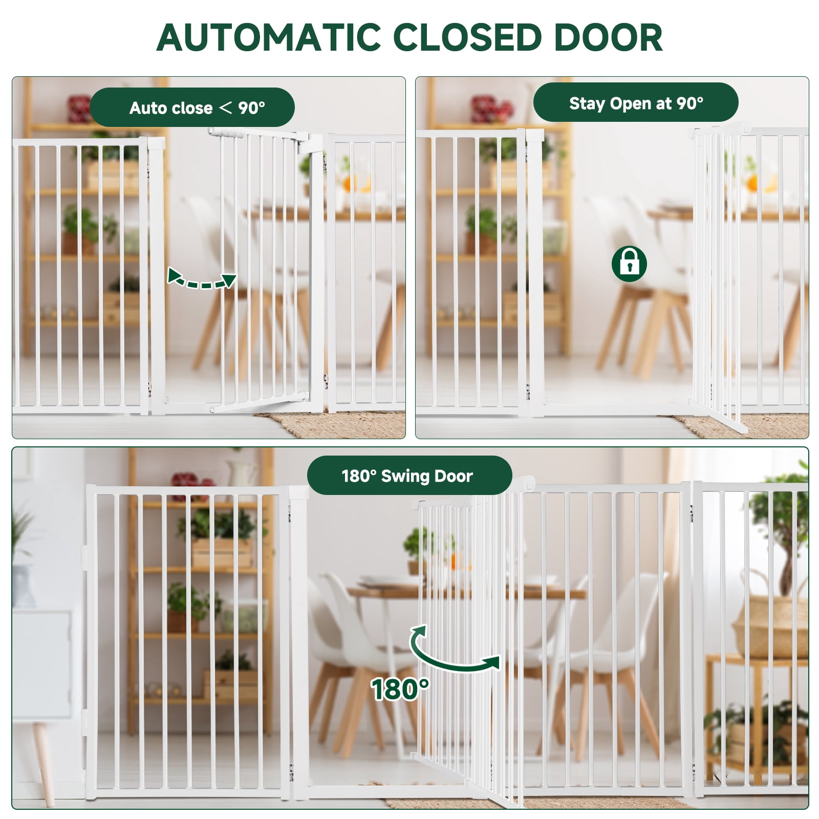 Furggis Pet Playpen, Dog Pen Foldable, Dog Exercise Fence with 6 Panels, 32"H - White