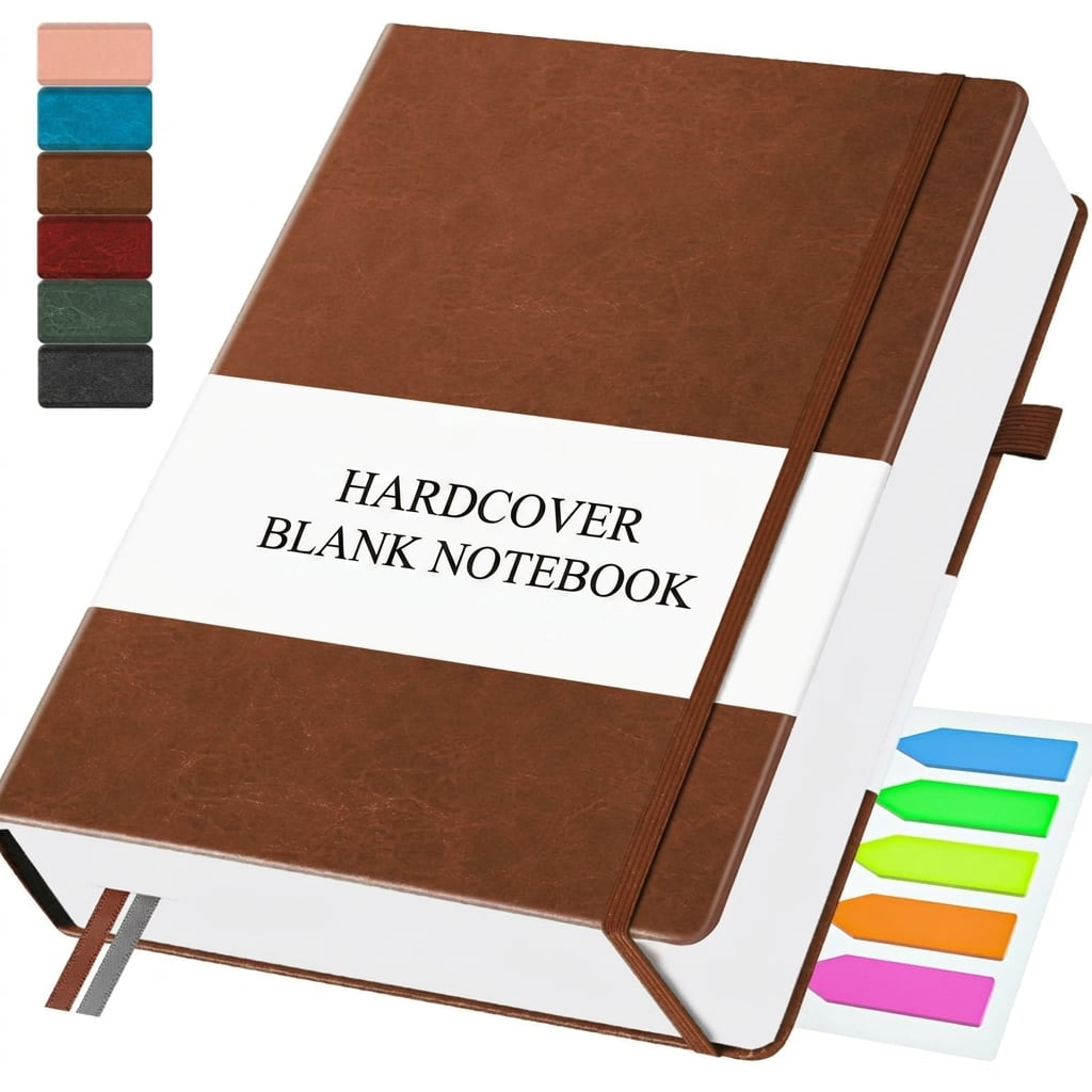 Brown A5 Blank Hardcover Leather Journal Notebook 320 Pages for Sketching Writing