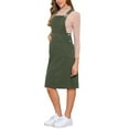 thumbnail image 4 of Vestido midi casual sin mangas de tirantes ajustables de pana para mujer Inspire Chic con bolsillos en verde ejército XL, 4 of 6