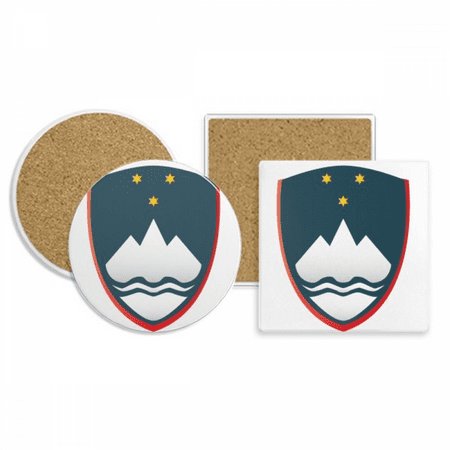 

Slovenia National Emblem Country Coaster Cup Mug Holder Absorbent Stone Cork Base Set