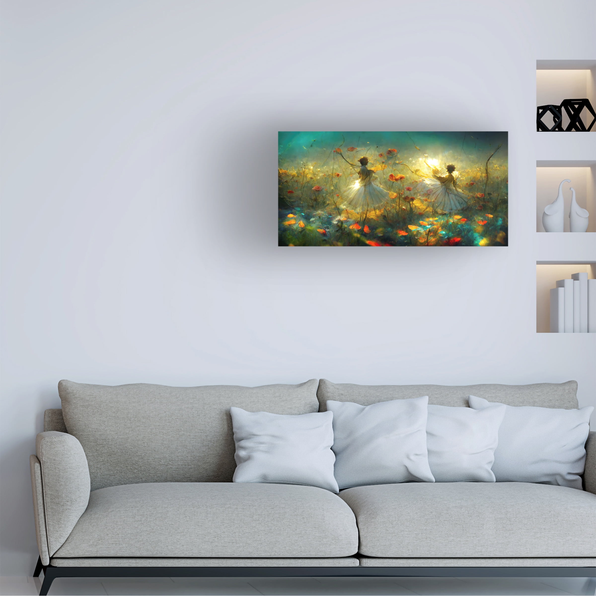 Canvas Wall Art - Ray Heere 'Flower Dance 5' Wall Art for Living Room, Bedroom, or Office DÃ©cor by Trademark Fine Art - 24 x 12 Inches