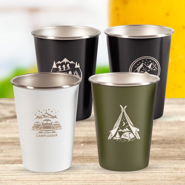 Portable 4pcs/set Outdoor Camping Stainless Steel Cup Coffee Tea Milk Water Cups Camping Picnic Mug BBQ Beer Drink Cup 350mlAmy Green with Cover He Qiyong unisex