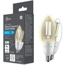 GE Lighting CYNC Smart LED Light Bulbs, Soft White, Bluetooth and Wi-Fi, Works with Alexa and Google Home, Decorative, Small Base (2 Pack) Small Base 2 Count (Pack of 1)