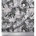thumbnail image 1 of Soimoi Gray Rayon Fabric Leaves & Wild Animal Print Sewing Fabric BTY 42 Inch Wide, 1 of 3