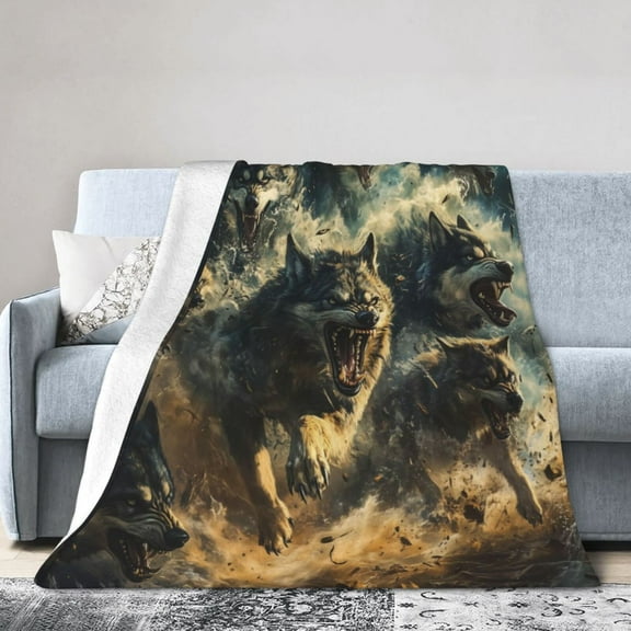 Wolf Fleece Blanket - Soft Plush, Cozy Throw for Kids and Adults - Throw Blanket with Pack of Wolves Over Forest Print, Ideal for Beds, Couches, and Travel 50x40