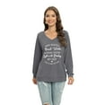 thumbnail image 2 of Aosijia Womens Tops V-neck Raglan Long Sleeve Letter Print Top Pullover Loose Casual T-Shirt Tunic Blouse, 2 of 7
