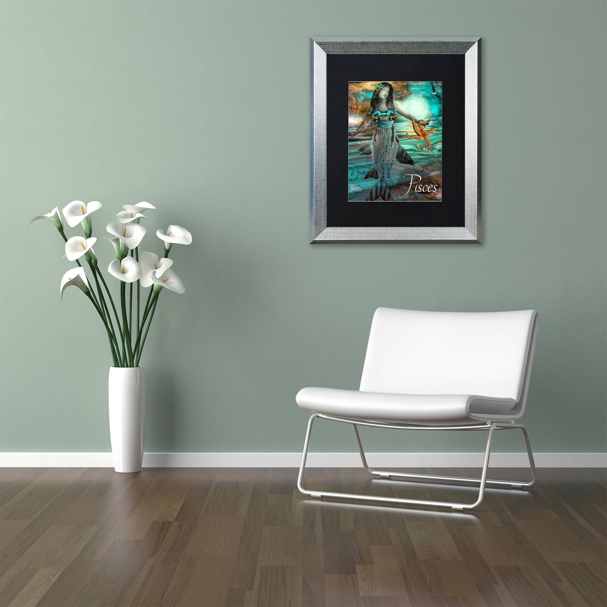 Trademark Fine Art "Art Nouveau Zodiac Pisces" Canvas Art by Color Bakery Black Matte, Silver Frame