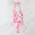 thumbnail image 5 of Youyipin Womens one piece swimsuit women Tropical Print Push-Up halter tummy control beach vacation clothes for women, 5 of 8