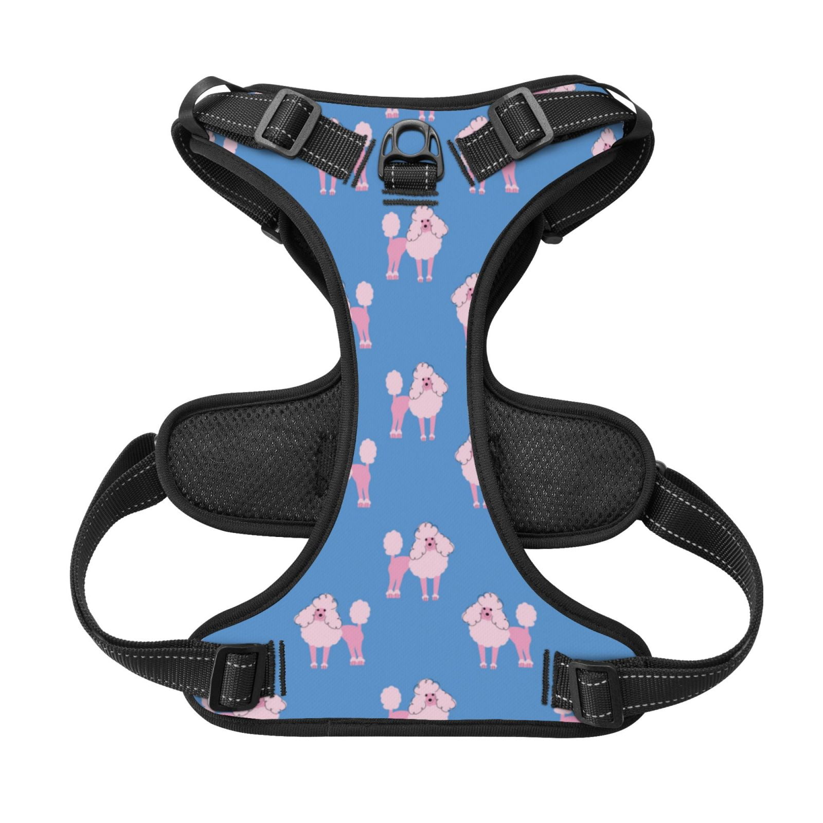 Kdxio Cute Poodle Dog Print No Pull Dog Harness Adjustable Reflective Oxford Easy Control Medium Large Dog Harness for Training and Everyday-Medium