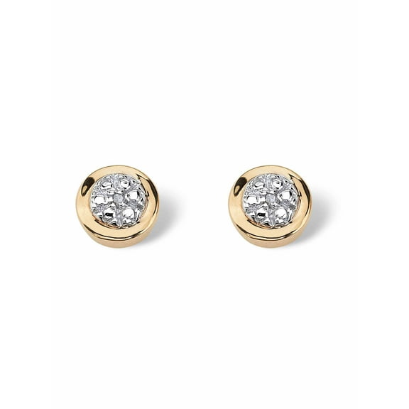 PalmBeach Jewelry Round Genuine Diamond Accent Solid 10k Yellow Gold Cluster Stud Earrings