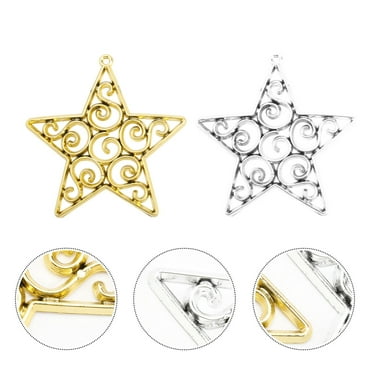 Plastic Christmas Star Ornaments Set of 50 Silver Hollow Pendants for Tree Decoration