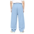 thumbnail image 5 of Baggy Sweatpants Boys Straight Leg Open Bottom Sweatpants with Pockets Teens Loose Fit Elastic Waist Sweat Pants 3-15Y, Light Blue, 5 of 9