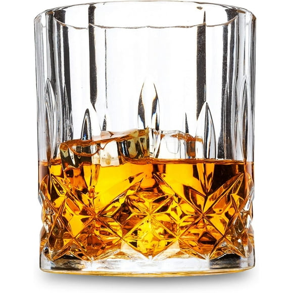 Lead-Free Crystal Double Old Fashioned Glasses, Set Of 4, European Craftsmanship, 300Ml Capacity, Heavy Weighted Base, Adaptable Elegance, Ideal Gift, Dishwasher Safe, Crystal Glass Tumblers