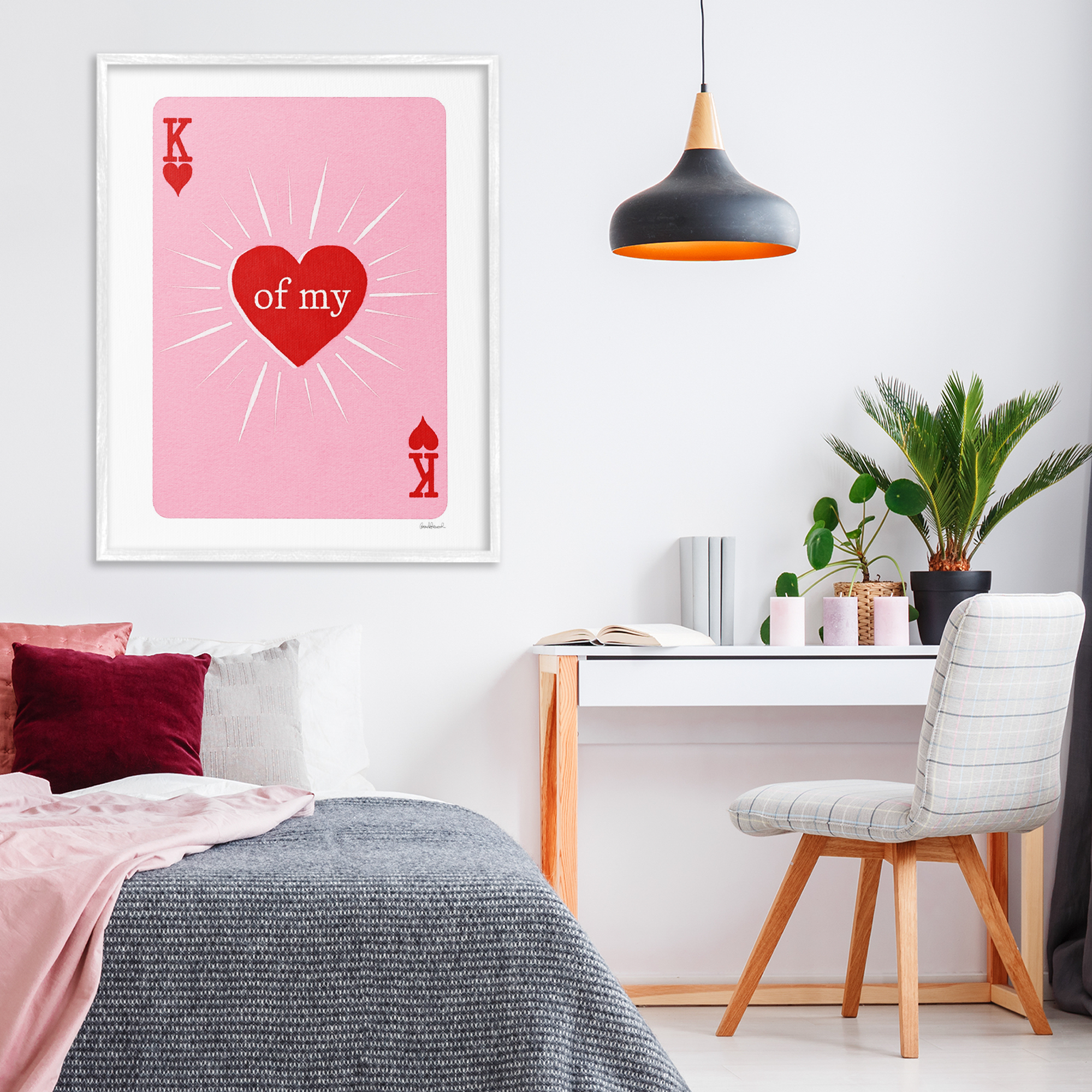 King Of My Heart White Framed Giclee Art, design by Amanda Greenwood
