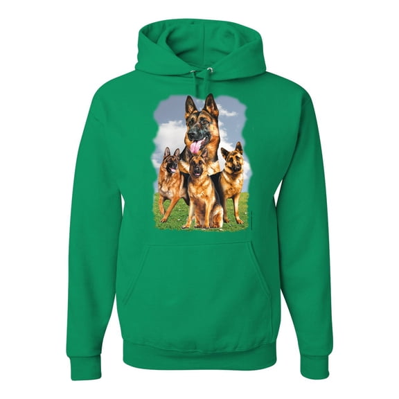 Wild Bobby, German Shepherd Dog Animal Pet Lover, Dog Lover, Unisex Graphic Hoodie Sweatshirt, Kelly, Medium
