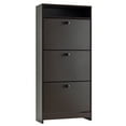 thumbnail image 1 of HOMCOM Armoire Étroite de Rangement pour Chaussures avec 3 Portes Rabattables et Tablette Ouverte, Café, 1 of 10
