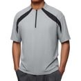 thumbnail image 2 of Pvkarhg Men's 1/4 Zip Workout T-Shirt Trendy Color Block Short Sleeve Shirts Crew Neck Quick Dry Sports Tees Breathable Outdoor Gym Tops Gray 5XL, 2 of 8