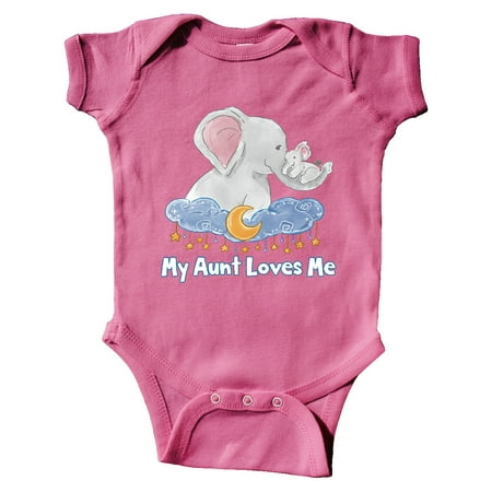 

Inktastic My Aunt Loves Me Cute Elephants Clouds Moon and Stars Gift Baby Boy or Baby Girl Bodysuit