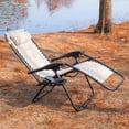 thumbnail image 6 of VTOY 2-Pack Zero Gravity Chair Outdoor Lounge Chairs Adjustable Mesh Reclining Chair for Pool Beach Camping Lounge Chair with Pillows and Cup Tray--Beige, 6 of 7