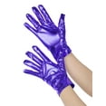 thumbnail image 4 of INSPIRE CHIC Women's Metallic Shiny Shimmer Full Finger Wrist Length Gloves for Party Costume 1 Pair One Size Blue, 4 of 6