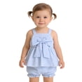 thumbnail image 2 of xfsWaSs Newborn Baby Girl Clothes Summer Outfits Infant Girls Sleeveless Striped Cute Bow Tank Tops With Ruffled Shorts Two Piece Playwear 3-6 Months, 2 of 5