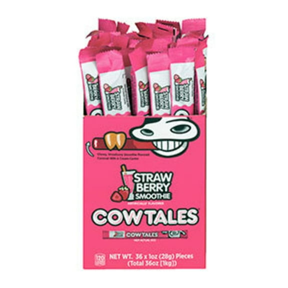 Goetze's Classic Cow Tales Caramel Candy: Strawberry Smoothie- 36 Count Box