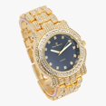 thumbnail image 3 of Charles Raymond Blinged Out Round Hip Hop Luxury Iced out Mens Wristwatch w/Blinged Out Cuban Bracelet - L0504DXB Cuban (Gold Black Panther), 3 of 8