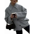 thumbnail image 4 of Female Trench Coat Long Sleeve Lapel Casual Jackets Winter Outerwear Gray XS, 4 of 9