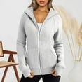 thumbnail image 6 of Ettsollp Lady Hoodie Jacket Plush-lined Solid Color Zipper Closure with Pockets Elastic Cuffs And Hem Long Sleeves Cardigan Casual Daily Coat, 6 of 7