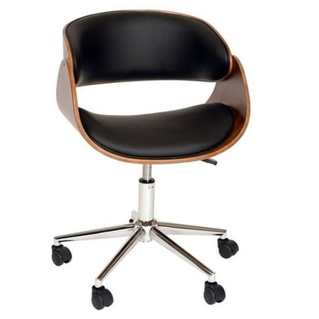 Amba Swivel Collection - Hawthorne Collection Faux Leather Swivel Office Chair in Black
