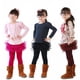 thumbnail image 3 of Pantalones de mallas forradas de terciopelo cálido de invierno para niñas Leggings gruesos elásticos Noveno pantalón para 8-12 años (azul marino), 3 of 3