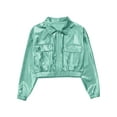 thumbnail image 3 of iiniim Girls Kids Sequins Hip Hop Jazz Outerwear Shiny Metallic Bomber Jacket Coat Disco Party Light Green 12, 3 of 7