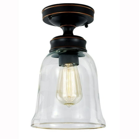 Hampton Bay Ceiling Mounted Lighting 1-Light Oil Rubbed Bronze Vintage Bulb Flush Mount 1000052875