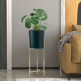 thumbnail image 3 of Sylvtty Ceramic Flower Pot with Metal Stand Floor Standing Flowerpot Holder Iron Frame for Heavy-Duty Pots Offices Homes Indoor Display, 3 of 7