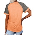 thumbnail image 2 of Short Sleeved Summer Women Patchwork Color Block Raglan Shirt Tops, 2 of 4