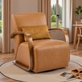 thumbnail image 2 of ROOMARK Cream Upholstered 360° Swivel Accent Chair – Solid Wood Curved Arms, Mid-Century Modern Design, Ergonomic Comfort for Living Room, Bedroom Reading Nook Small Single Sofa for Bedroom, Office, 2 of 7