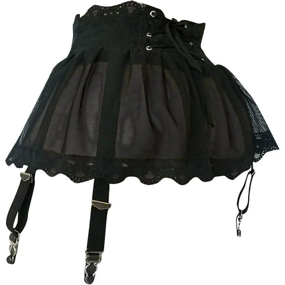 High Waist Mesh Garter Skirt Sexy Lingerie Set, Uk Stock