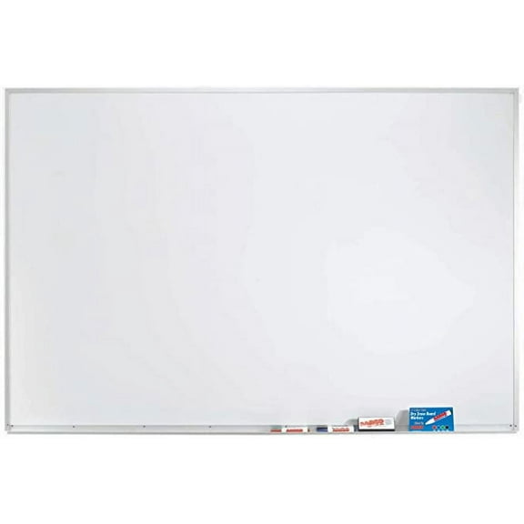 Aarco Products Magnetic Dry Erase Board 48"Hx72"W Porcelain White Marker Board with Aluminum Frame